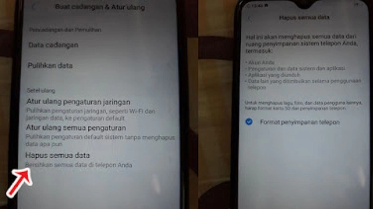 Reset Melalui Pengaturan