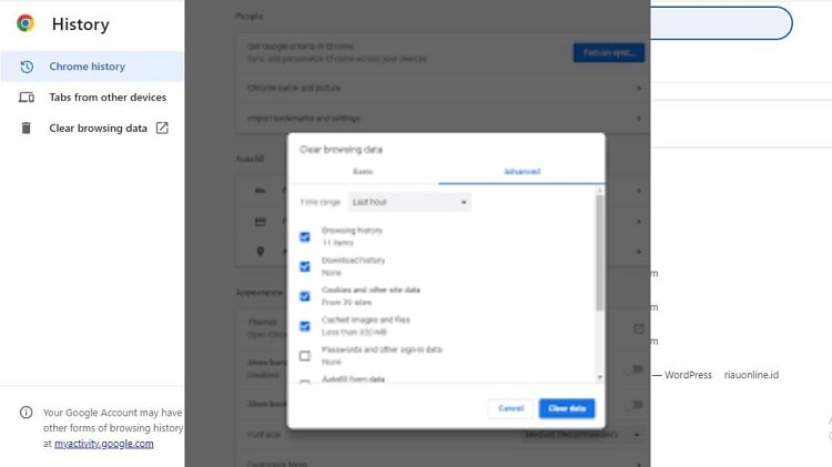 Cara Clear Cache di Chrome