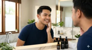 Skincare Pria, Tips Wajah Glowing, Perawatan Wajah Cowok, Cara Mencerahkan Wajah, Niacinamide, Sunscreen Pria.
