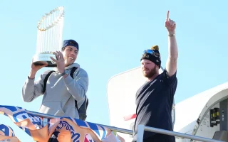 Brewers Celebrate World Series Win With Lambeau Leaps at Packers Game