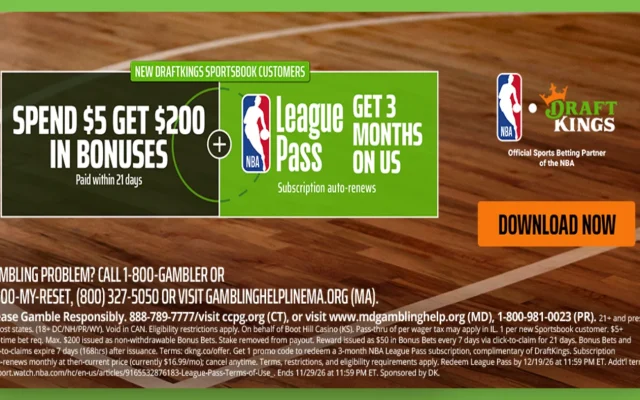 DraftKings Promo Code: $200 Bonus and NBA League Pass