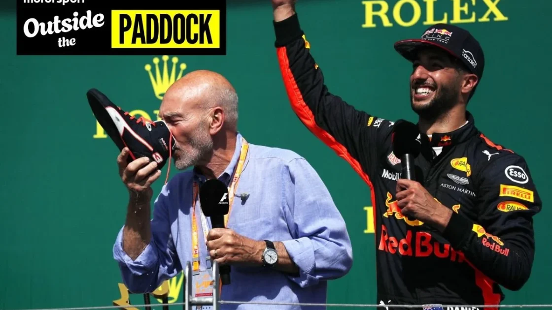 Remembering Sir Patrick Stewart’s Iconic F1 Podium Shoey