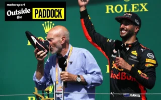 Remembering Sir Patrick Stewart’s Iconic F1 Podium Shoey